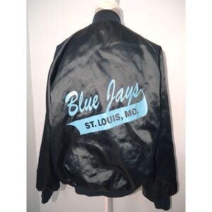 VTG 80s SATIN BOMBER jacket Blue Jays St. Louis Missouri Grunge UsA coat mens L
